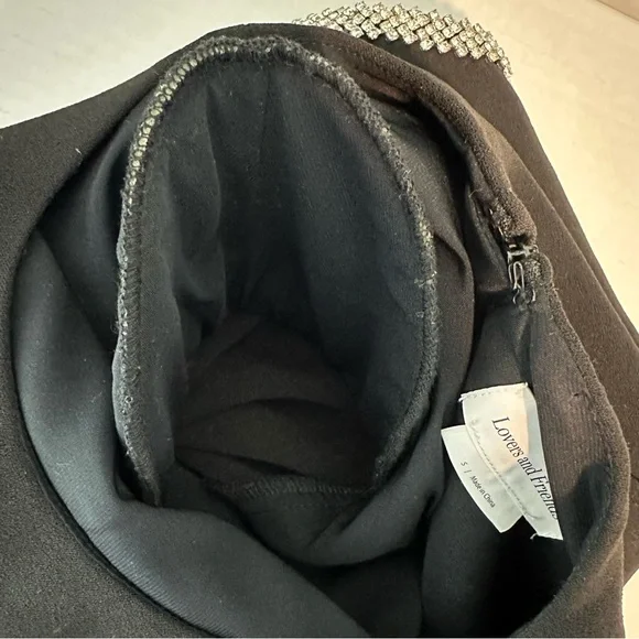 Lovers and Friends x Rachel Cosette Rhinestone Trimmed Black Crop Top Size S - Picture 11 of 12